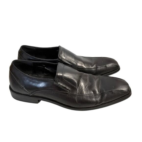 Reaction Kenneth Cole Men's Black Leather Loafers Witter Slip On Shoes Size 10 M - Picture 4 of 7